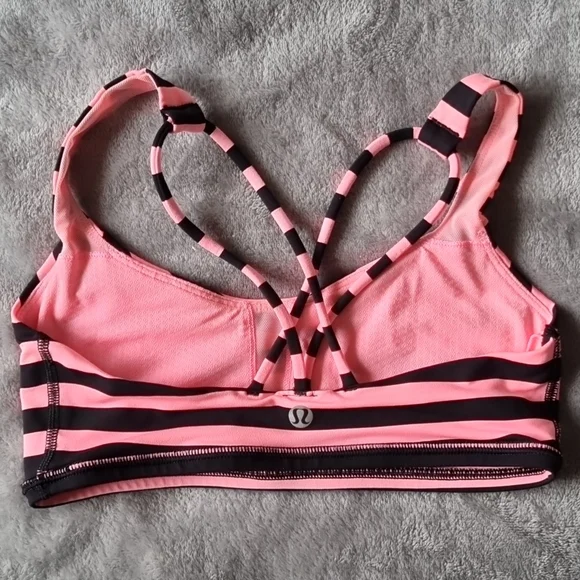 Lululemon Pink and Black Stripped Sports Bra Size 2/Au 6 - Picture 2 of 5